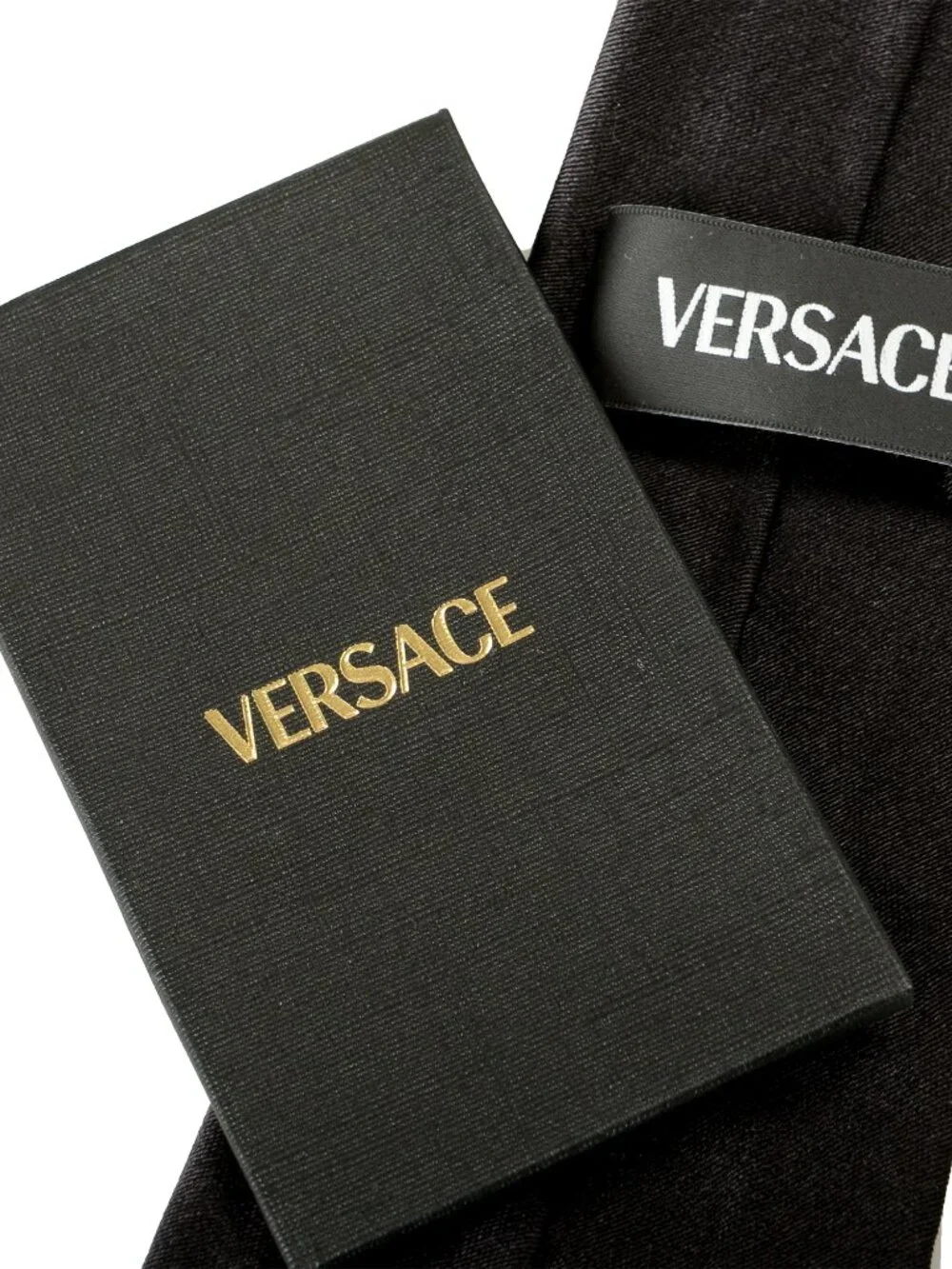 Versace Men's Medusa Logo Print Black 100% Silk Tie
